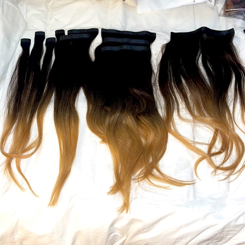 LUXY Hair extensions ombre dark brown to blonde